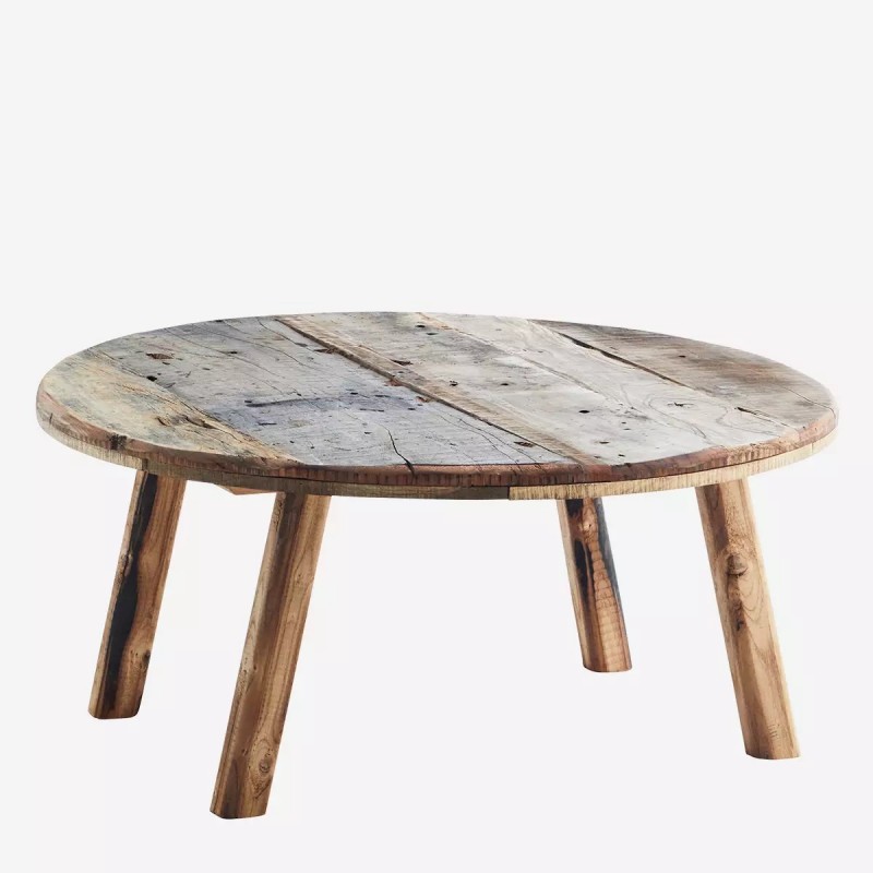 ROUND CAFE TABLE RECYCLED WOOD NATURAL 90 - CAFE, SIDE TABLES